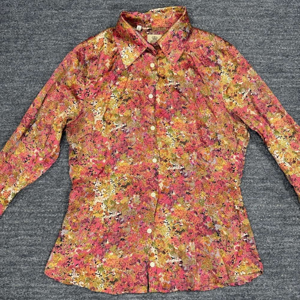 Cordings of Piccadilly Shirt Women UK 10 US 6 Flora Silk Button Up Shirt Oxford
